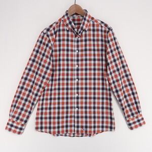 State & Liberty The Hunwick Dress Shirt‎ Mens M Black Orange Plaid Athletic Fit